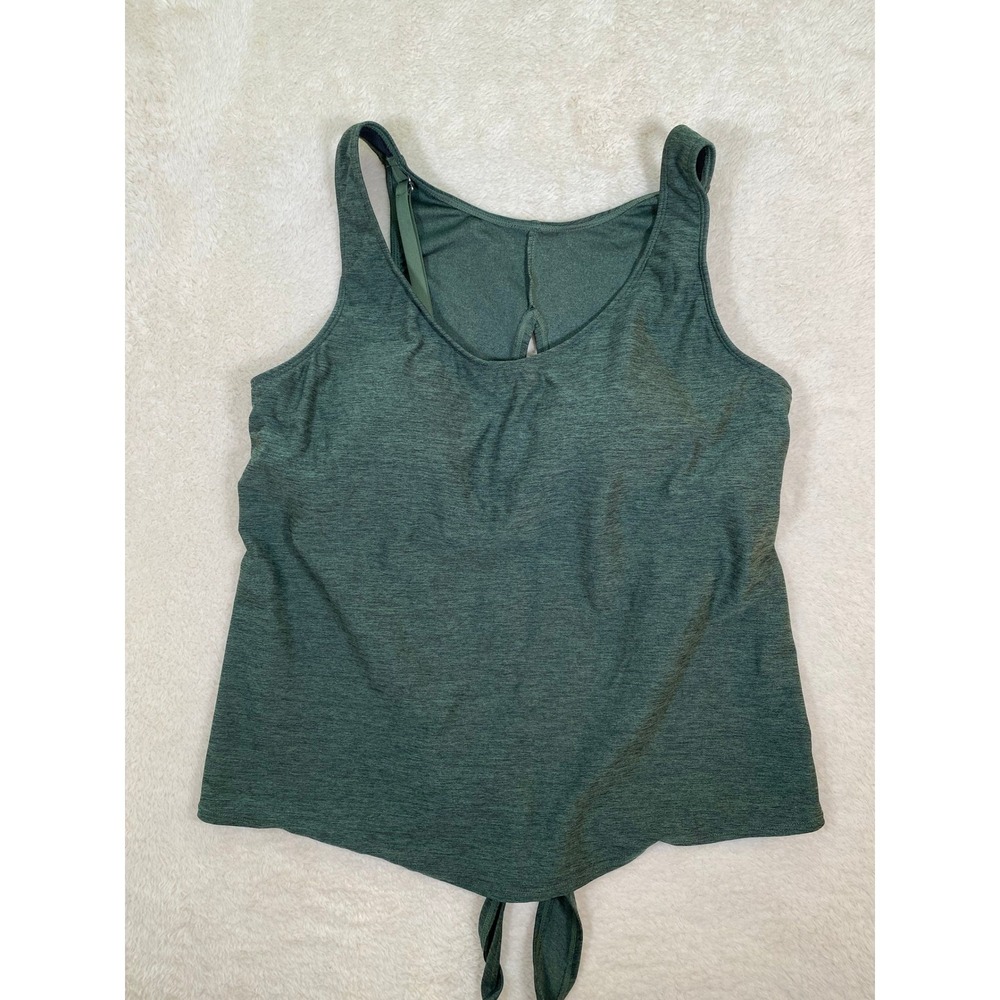 Kona Sol Womens Green Heathered Tie Back Tankini Swim Top Large